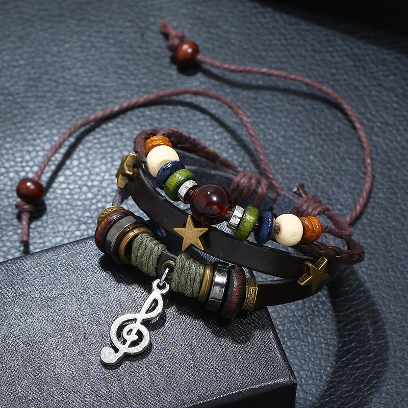 Wholesale Leather Alloy Note Bracelet